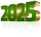 2025 Green Gold 3D PNG Clipart