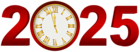 2025 Red Clock Transparent Clip Art Image