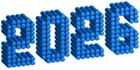 2026 Blue Dots 3D PNG Clipart
