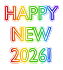 2026 Colorful Happy New Year PNG Clipart