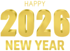2026 Gold Happy New Year PNG Clipart