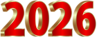 2026 Gold and Red PNG Clipart Image