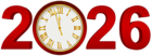 2026 Red Clock Transparent Clip Art Image
