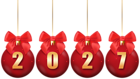 2027 Christmas Red Balls Transparent PNG Clipart