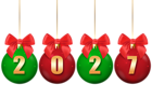 2027 Christmas Red Green Balls Transparent PNG Clipart