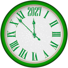 2027 New Year Green Clock PNG Clipart
