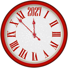 2027 New Year Red Clock PNG Clipart