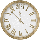 2027 New Year Wood Clock PNG Clipart