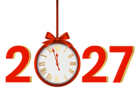 2027 with Clock Red PNG Clipart