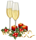 Christmas Champagne and Candles PNG Clipart Image