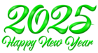 Green Happy New Year 2025 PNG Clipart Image