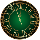 Green New Year Clock PNG Clipart