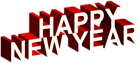 Happy New Year 3D Red White Text PNG Clipart