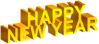 Happy New Year 3D Yellow Text PNG Clipart