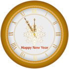 Happy New Year Clock Gold Clip Art Image