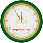 Happy New Year Clock Green Clip Art Image