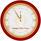 Happy New Year Clock Red Clip Art Image