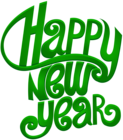 Happy New Year Green Text Decorative PNG Clipart