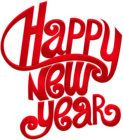 Happy New Year Red Text Decorative PNG Clipart