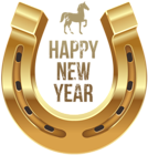 Happy New Year with Horse and Horseshoe PNG Clipart