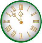 New Year Clock Green PNG Clipart