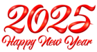 Red Happy New Year 2025 PNG Clipart Image