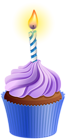 Birthday Cupcake with Candle PNG Clip Art Image