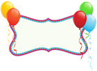 Birthday Holiday Banner with Balloons PNG Clipart