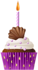 Birthday Muffin Pink with Candle PNG Clip Art
