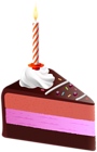 Birthday Piece of Cake with Candle PNG Clipart