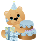 Blue Birthday Teddy PNG Clipart