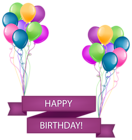 Happy Birthday Banner with Balloons Transparent PNG Clip Art Image