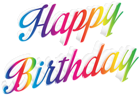 Happy Birthday Colorful Text Transparent Clipart