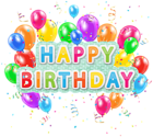 Happy Birthday Deco Text with Balloons PNG Clip Art Image