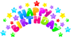 Happy Birthday Decor with Stars PNG Clip Art Image