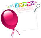 Happy Birthday Transparent Sticker with Pink Balloon