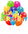 Happy Birthday with Bunch of Balloons PNG Clip Art Image