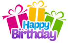 Happy Birthday with Gifts PNG Clip Art Image