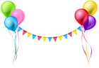 Streamer and Balloons PNG Clip Art Image