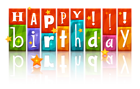 Transparent Colorful Happy Birthday with Stars PNG Image