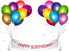 Transparent Happy Birthday Banner and Baloons PNG Clip Art