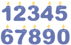 Transparent Numbers Birthday Candles Blue PNG Clipart