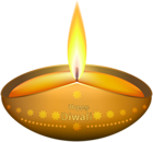 Happy Diwali Lighted Candle PNG Clip Art