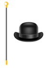 Bowler Hat with Cane PNG Clipart Picture
