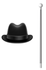Fedora Hat with Cane PNG Clipart Picture