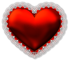 Bright Red Heart with Lace PNG Picture