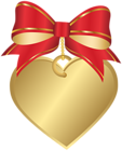 Gold Heart with Red Bow Transparent PNG Clip Art Image