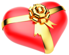Large Red PNG Heart with Gold Bow