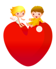 Red Heart with Angels PNG Clipart