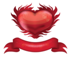 Red Heart with Banner PNG Clipart Picture
